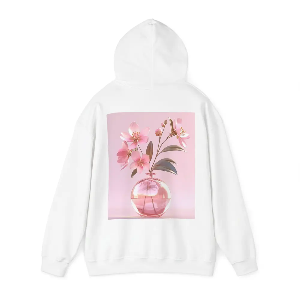 Pink Cherry Blossoms Glass Vase Pink Background – Hoodies