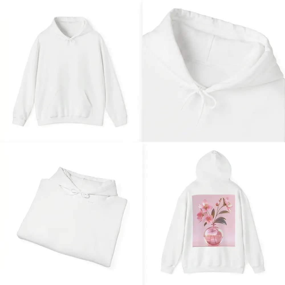 Pink Cherry Blossoms Glass Vase Pink Background – Hoodies