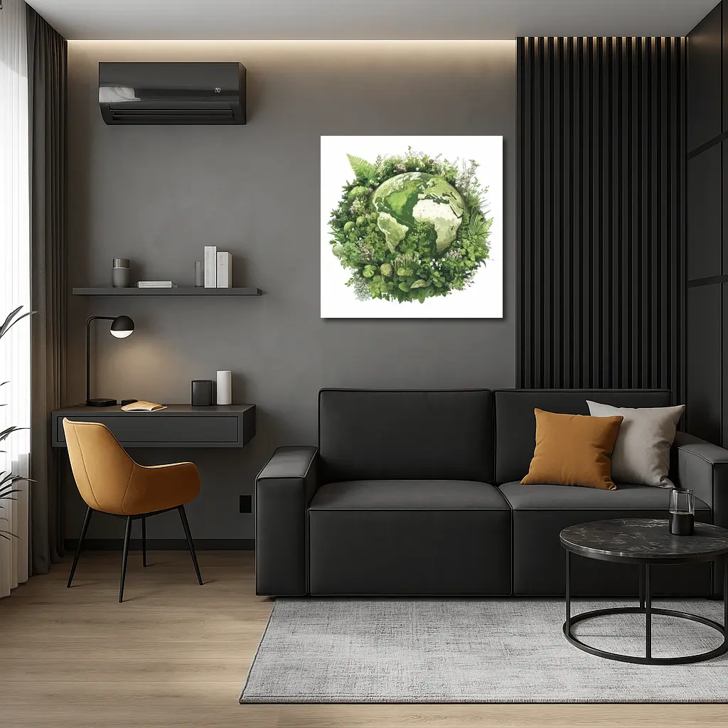 Green Earth Globe Surrounded By Lush Plants – Wall Art