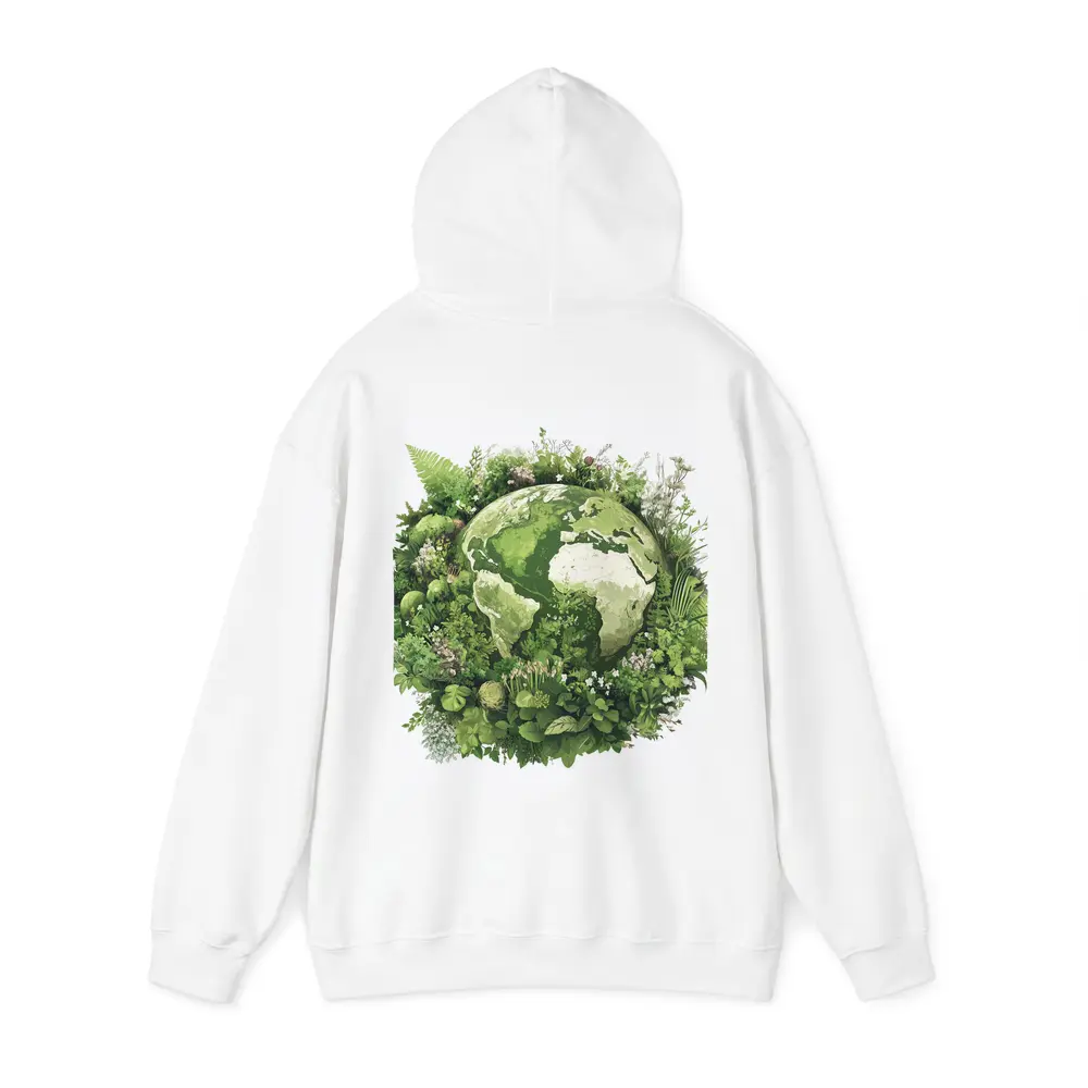 Green Earth Globe Surrounded By Lush Plants – Hoodies