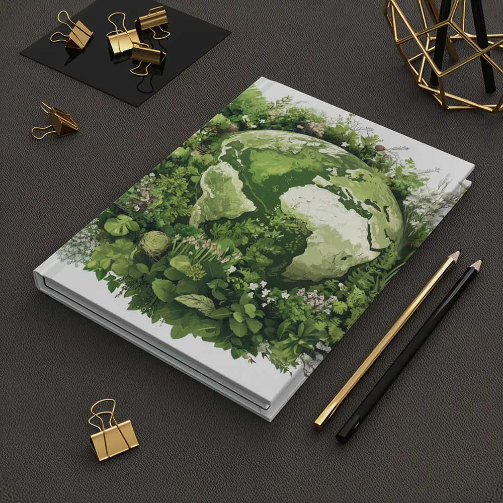 Green Earth Globe Surrounded By Lush Plants – Notebooks