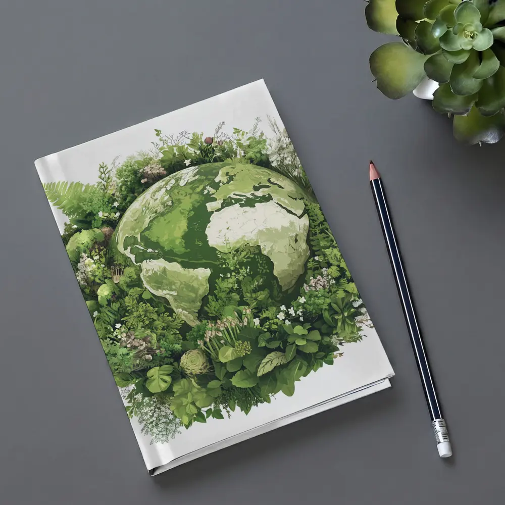 Green Earth Globe Surrounded By Lush Plants – Notebooks