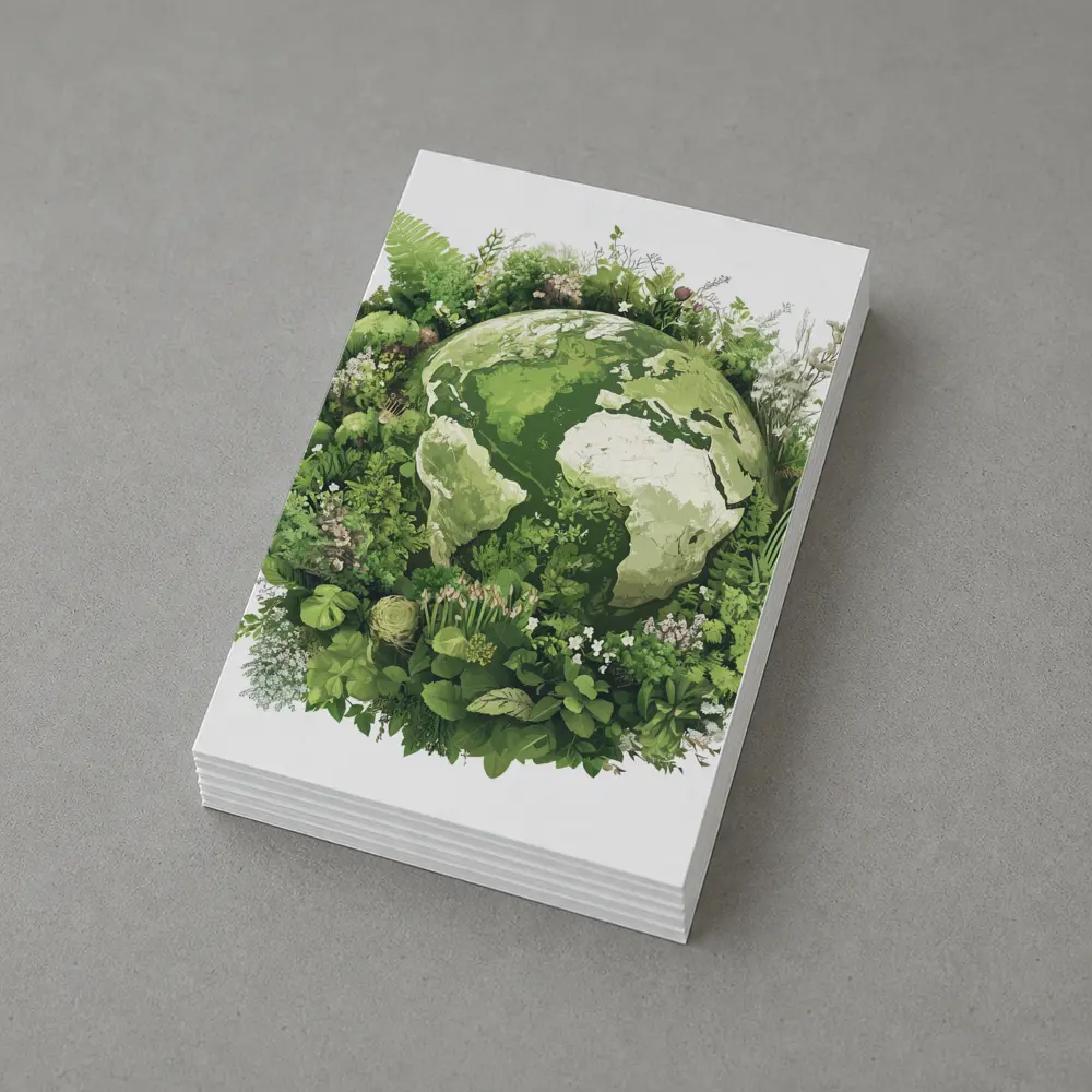 Green Earth Globe Surrounded By Lush Plants – Postcards