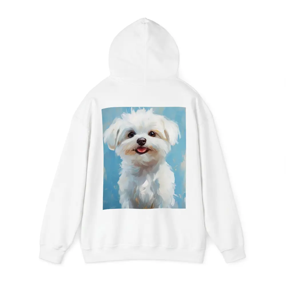 Maltese Dog Oil Painting Blue Background – Hoodies