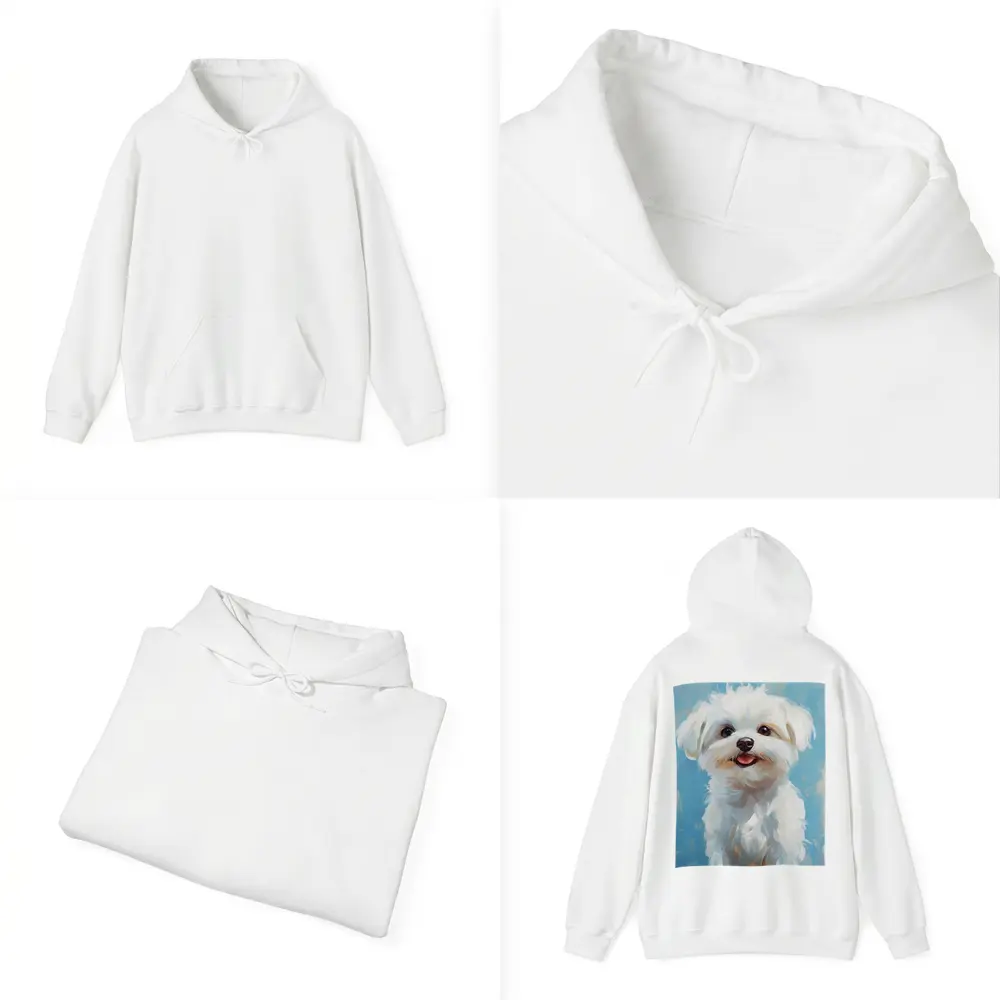 Maltese Dog Oil Painting Blue Background – Hoodies