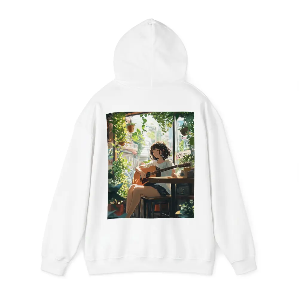 Anime Girl Playing Guitar Cozy Cafe – Hoodies
