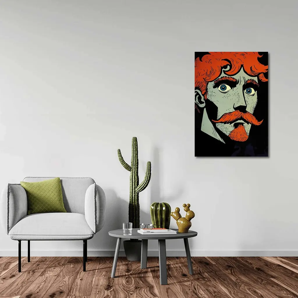 Red Haired Man Comic Art Dark Background – Wall Art