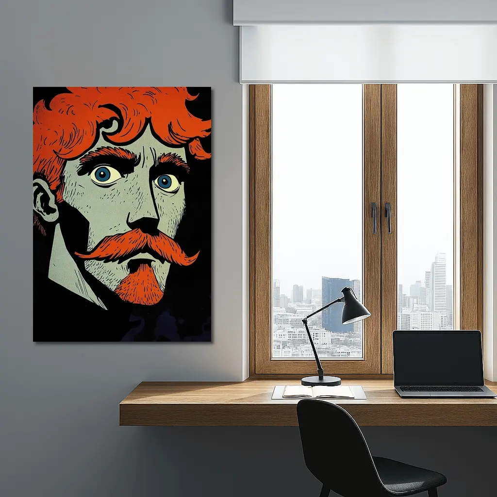 Red Haired Man Comic Art Dark Background – Wall Art