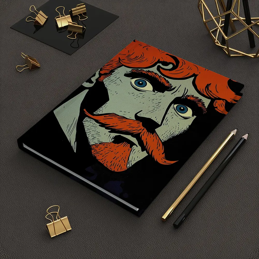 Red Haired Man Comic Art Dark Background – Notebooks