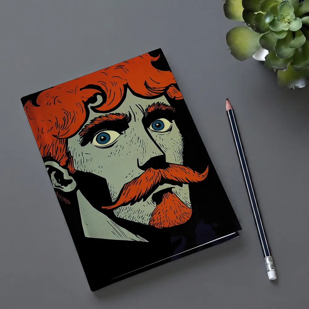 Red Haired Man Comic Art Dark Background – Notebooks