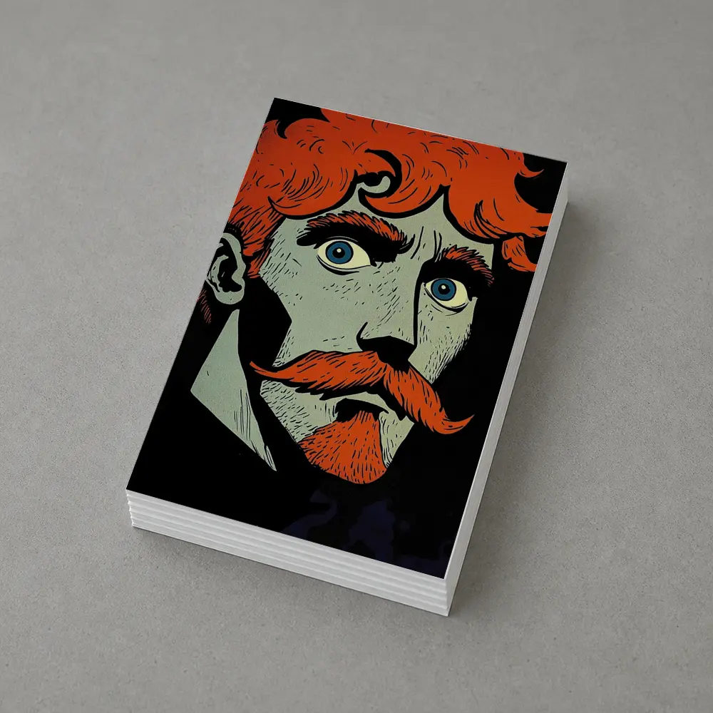 Red Haired Man Comic Art Dark Background – Postcards