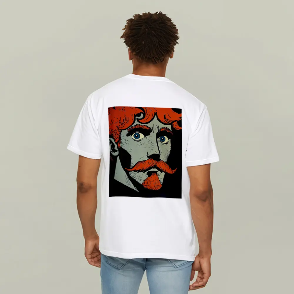 Red Haired Man Comic Art Dark Background – T-Shirts