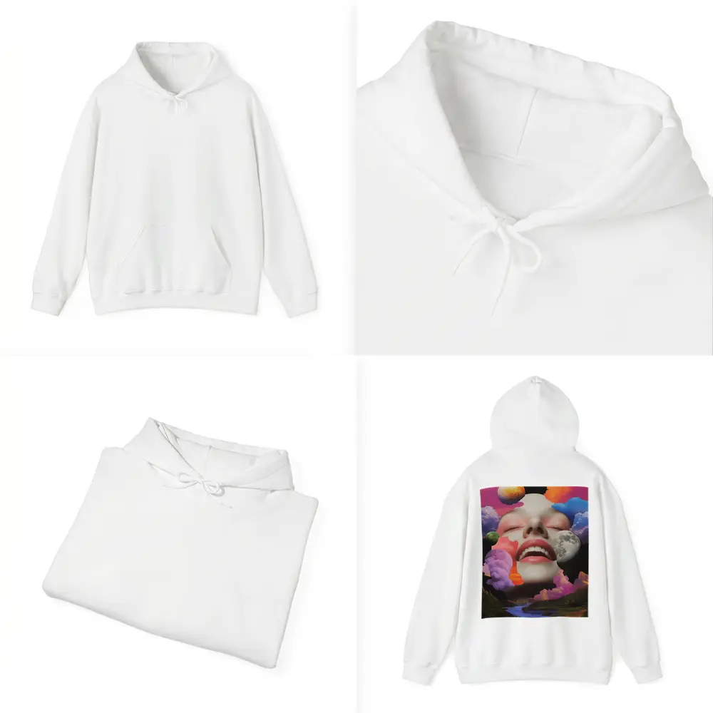 Surreal Woman Face Colorful Cloud Collage Art – Hoodies