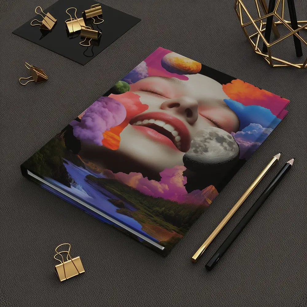 Surreal Woman Face Colorful Cloud Collage Art – Notebooks