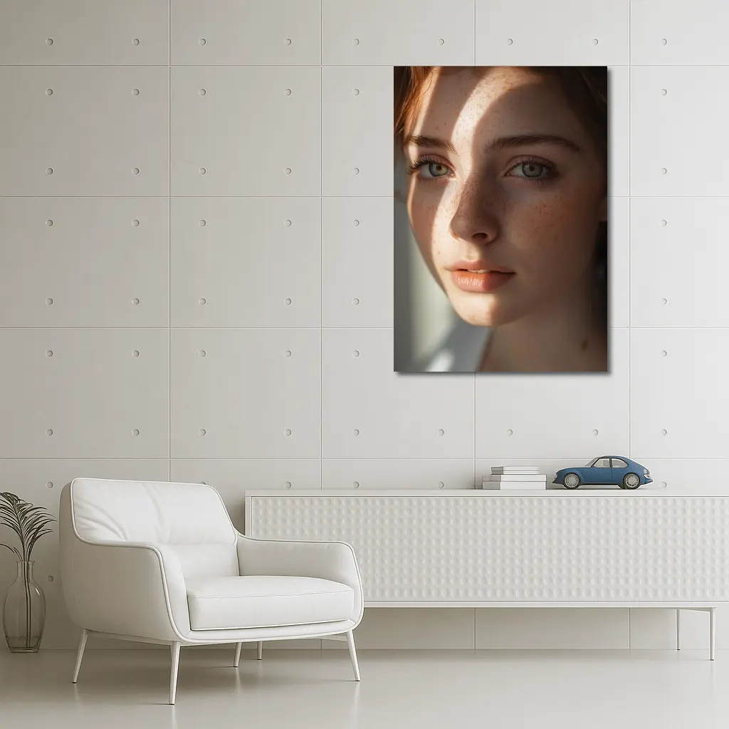 Young Woman With Freckles Soft Light – Wall Art