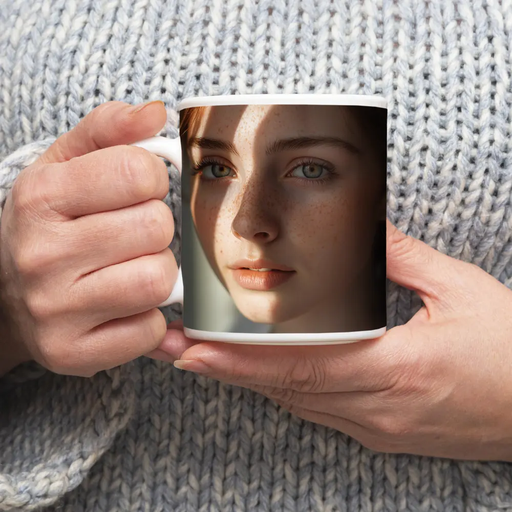 Young Woman With Freckles Soft Light – Mugs