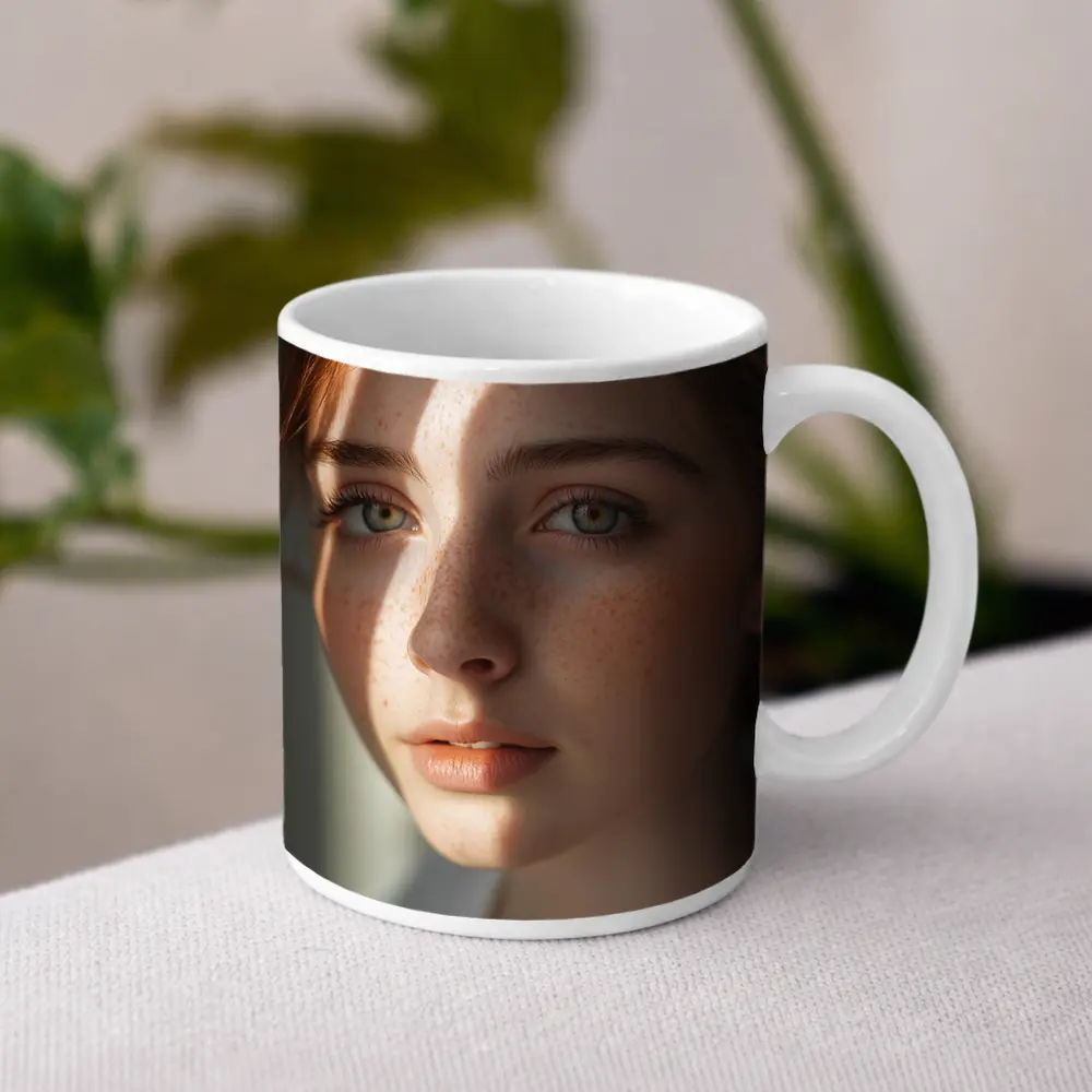 Young Woman With Freckles Soft Light – Mugs