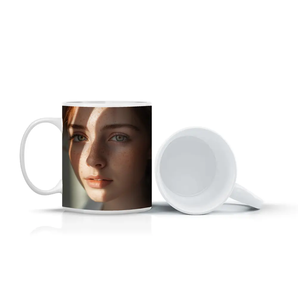 Young Woman With Freckles Soft Light – Mugs