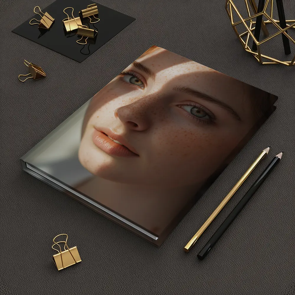 Young Woman With Freckles Soft Light – Notebooks