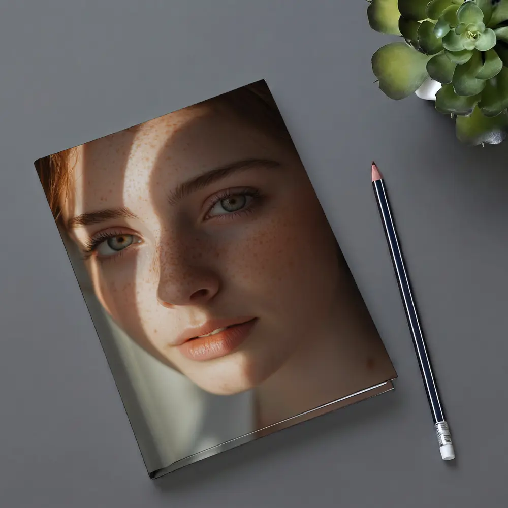 Young Woman With Freckles Soft Light – Notebooks