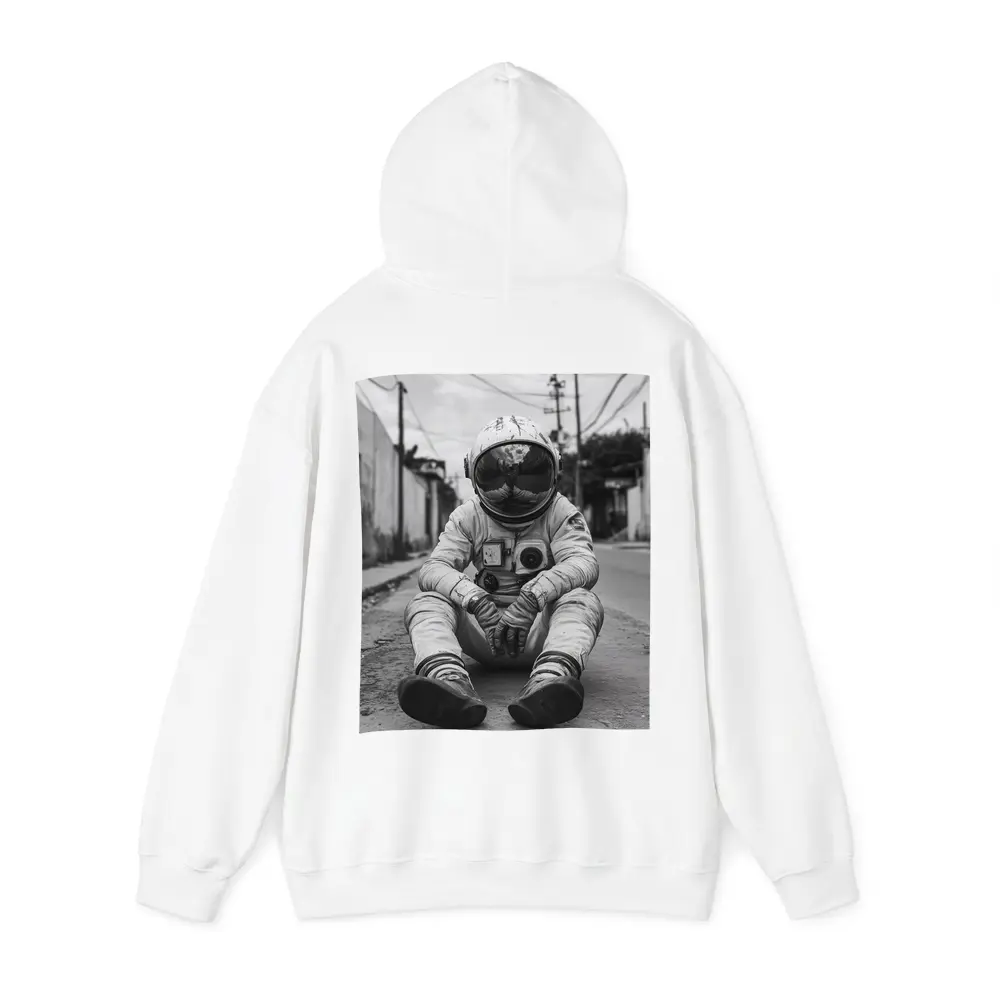 Astronaut Sitting Alone On City Street – Hoodies