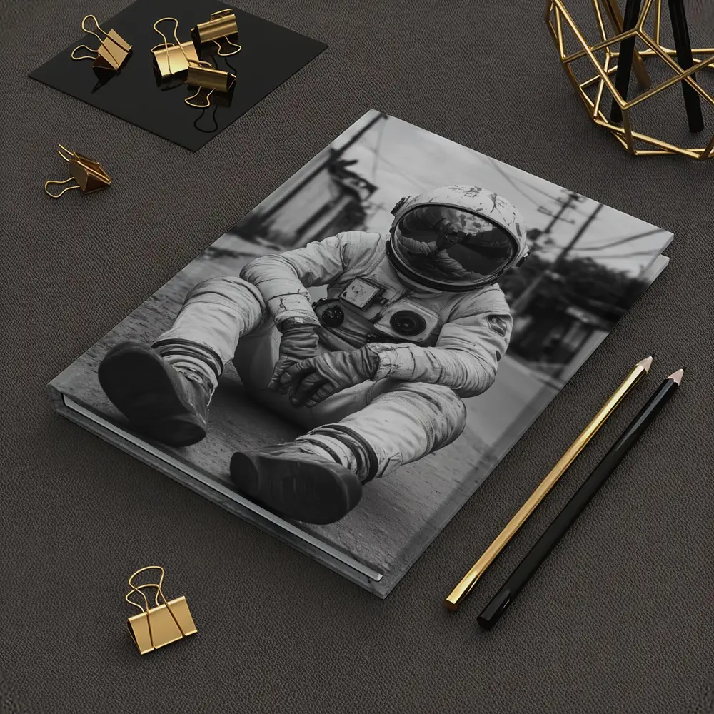 Astronaut Sitting Alone On City Street – Notebooks