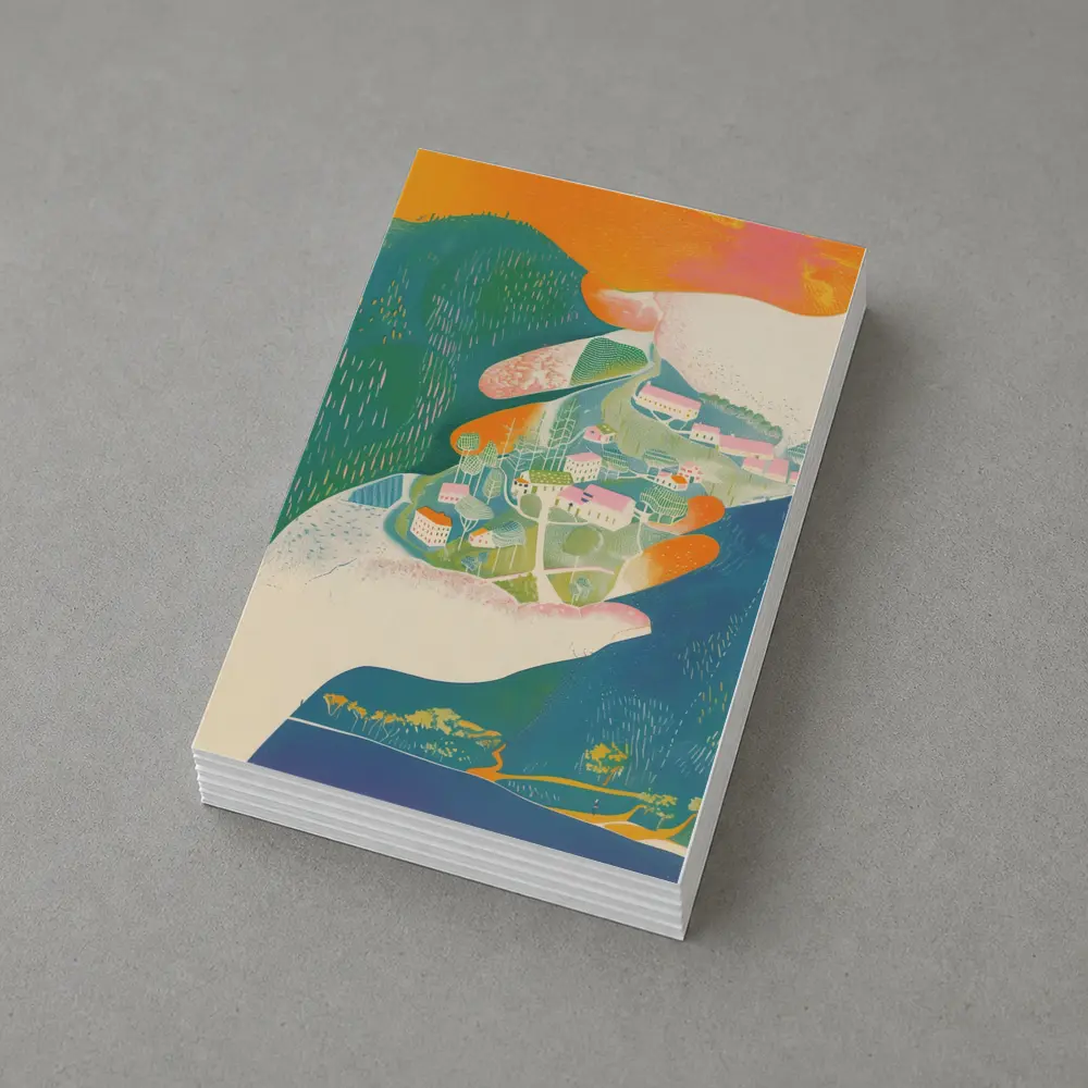 Hands Cradling Small Village Illustration Art – Postcards