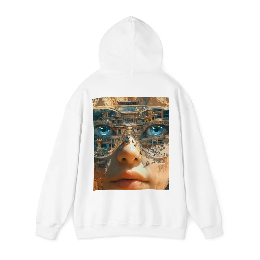 Woman Face Double Exposure Ancient Temple – Hoodies
