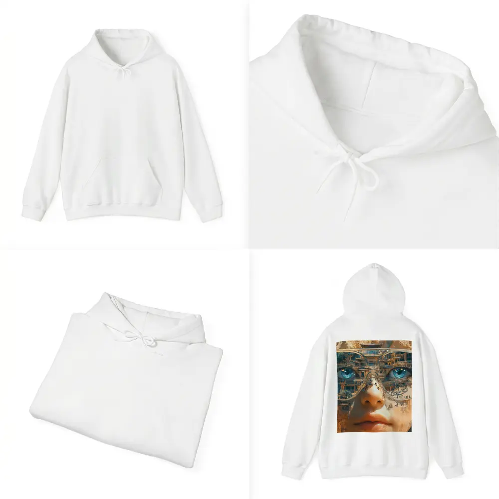 Woman Face Double Exposure Ancient Temple – Hoodies