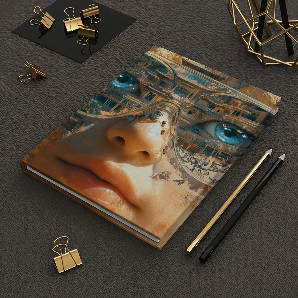 Woman Face Double Exposure Ancient Temple – Notebooks