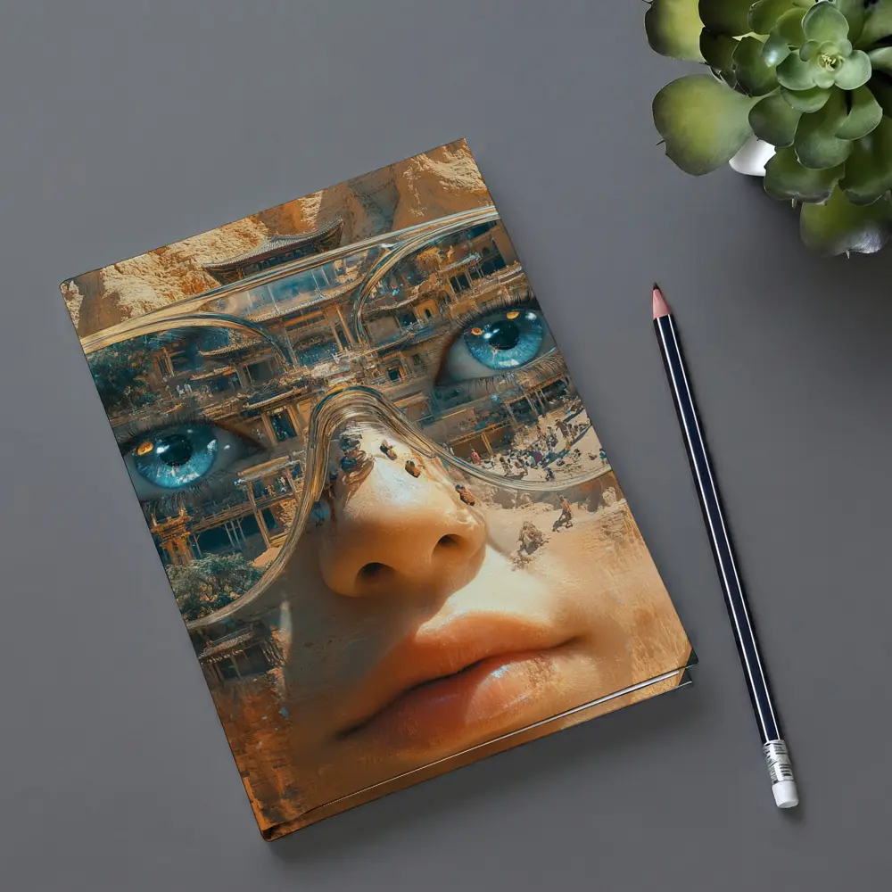Woman Face Double Exposure Ancient Temple – Notebooks