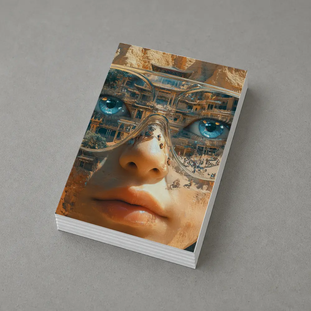 Woman Face Double Exposure Ancient Temple – Postcards