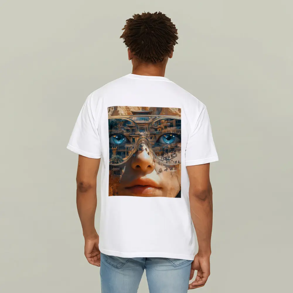 Woman Face Double Exposure Ancient Temple – T-Shirts