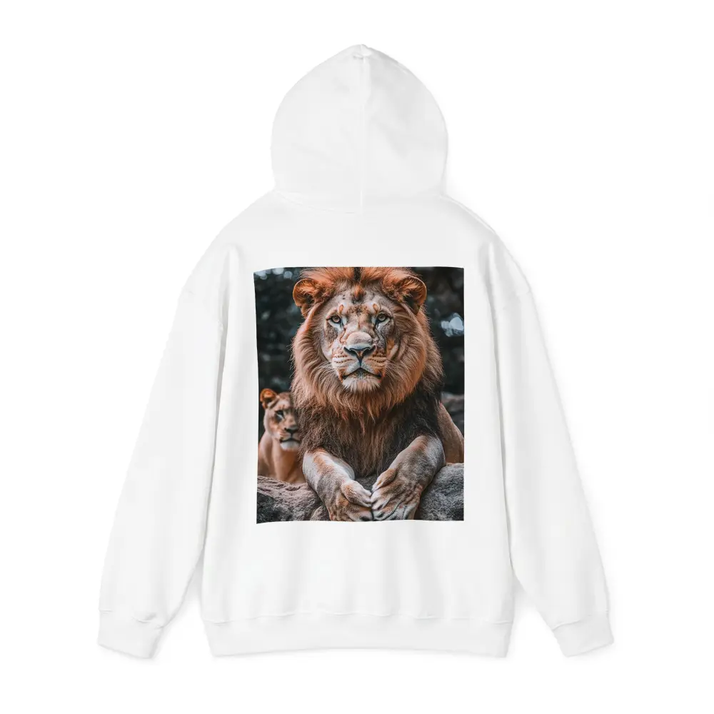 Male Lion Resting On Rocky Surface – Hoodies