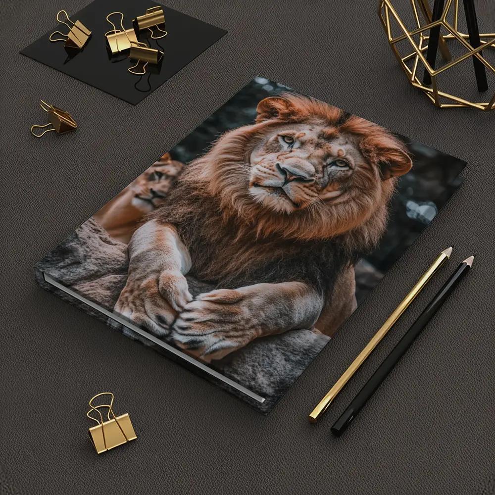 Male Lion Resting On Rocky Surface – Notebooks