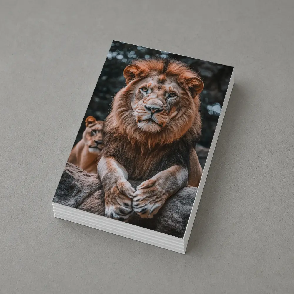 Male Lion Resting On Rocky Surface – Postcards