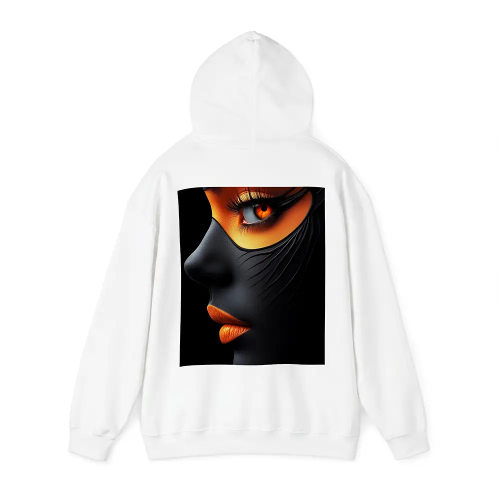 Black Face Portrait Orange Eye Makeup Art – Hoodies