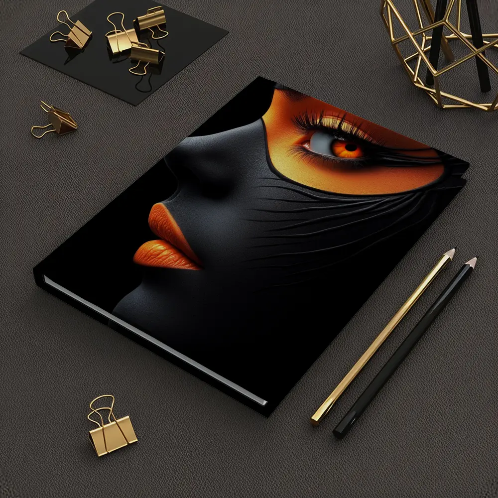 Black Face Portrait Orange Eye Makeup Art – Notebooks