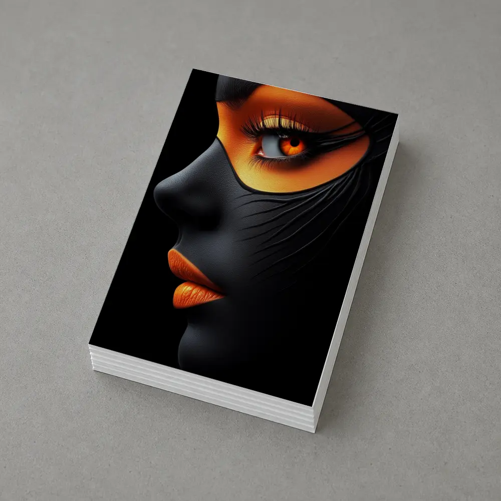 Black Face Portrait Orange Eye Makeup Art – Postcards
