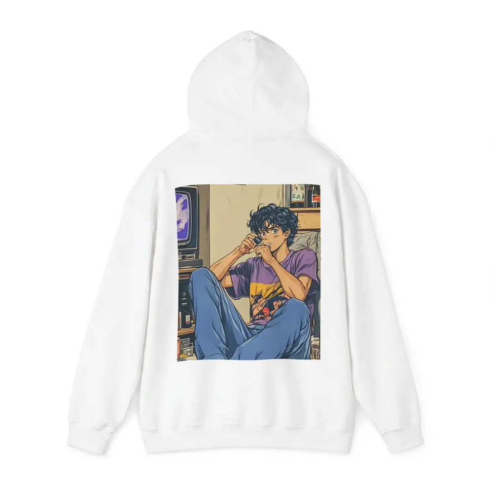 Anime Boy Relaxing in Messy Retro Room – Hoodies