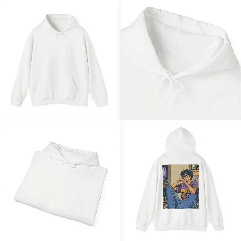 Anime Boy Relaxing in Messy Retro Room – Hoodies