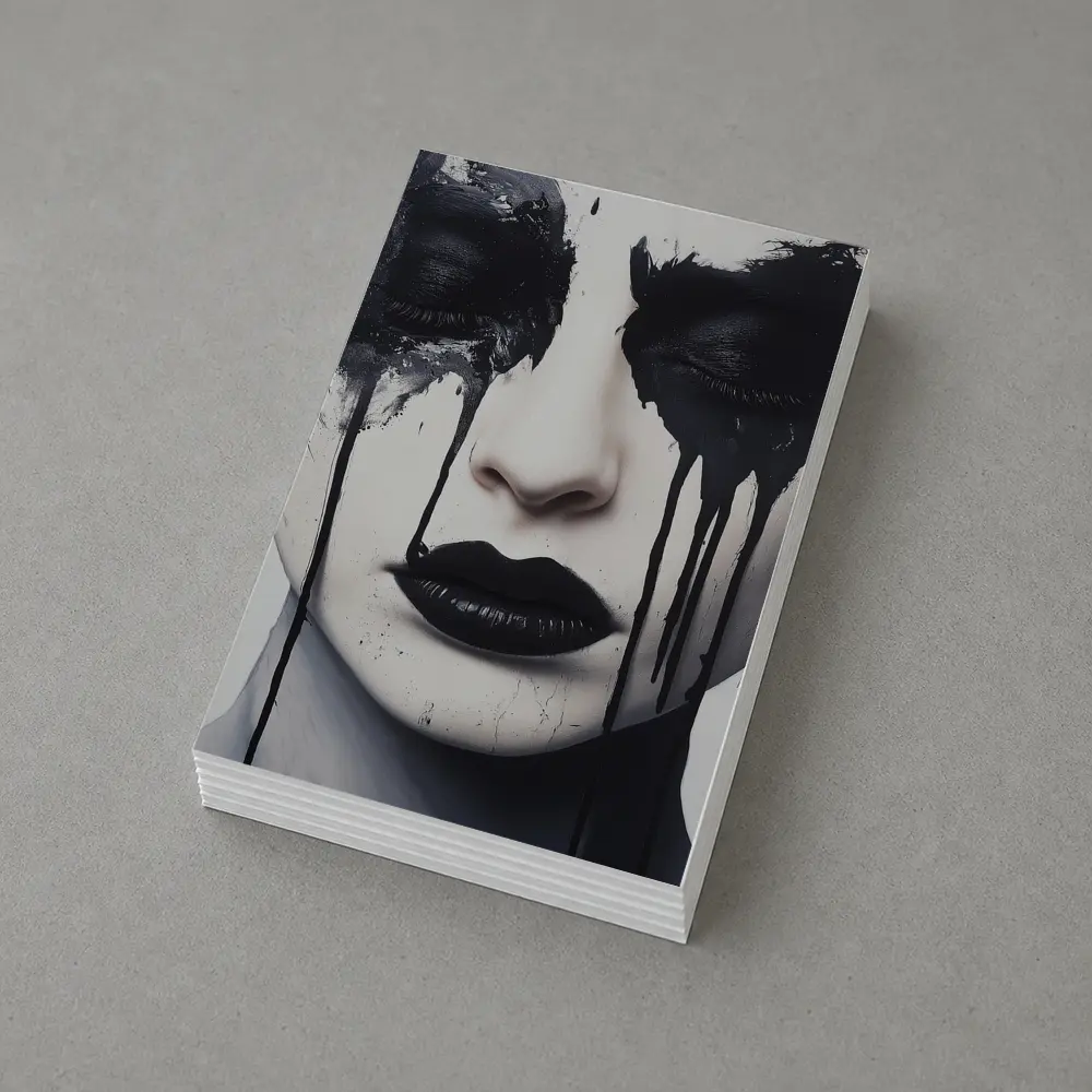 Dark Ink Drip Woman Face Black White – Postcards