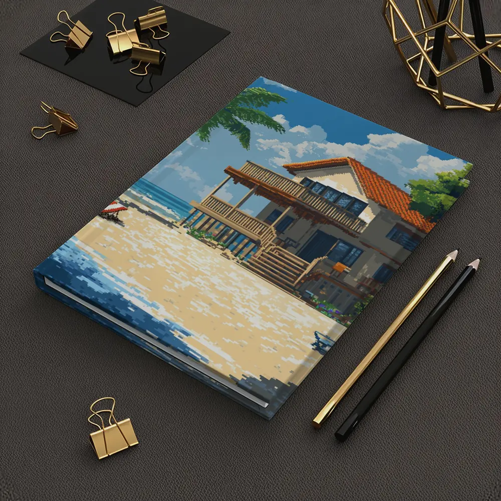 Pixel Art Beach House Tropical Shore – Notebooks