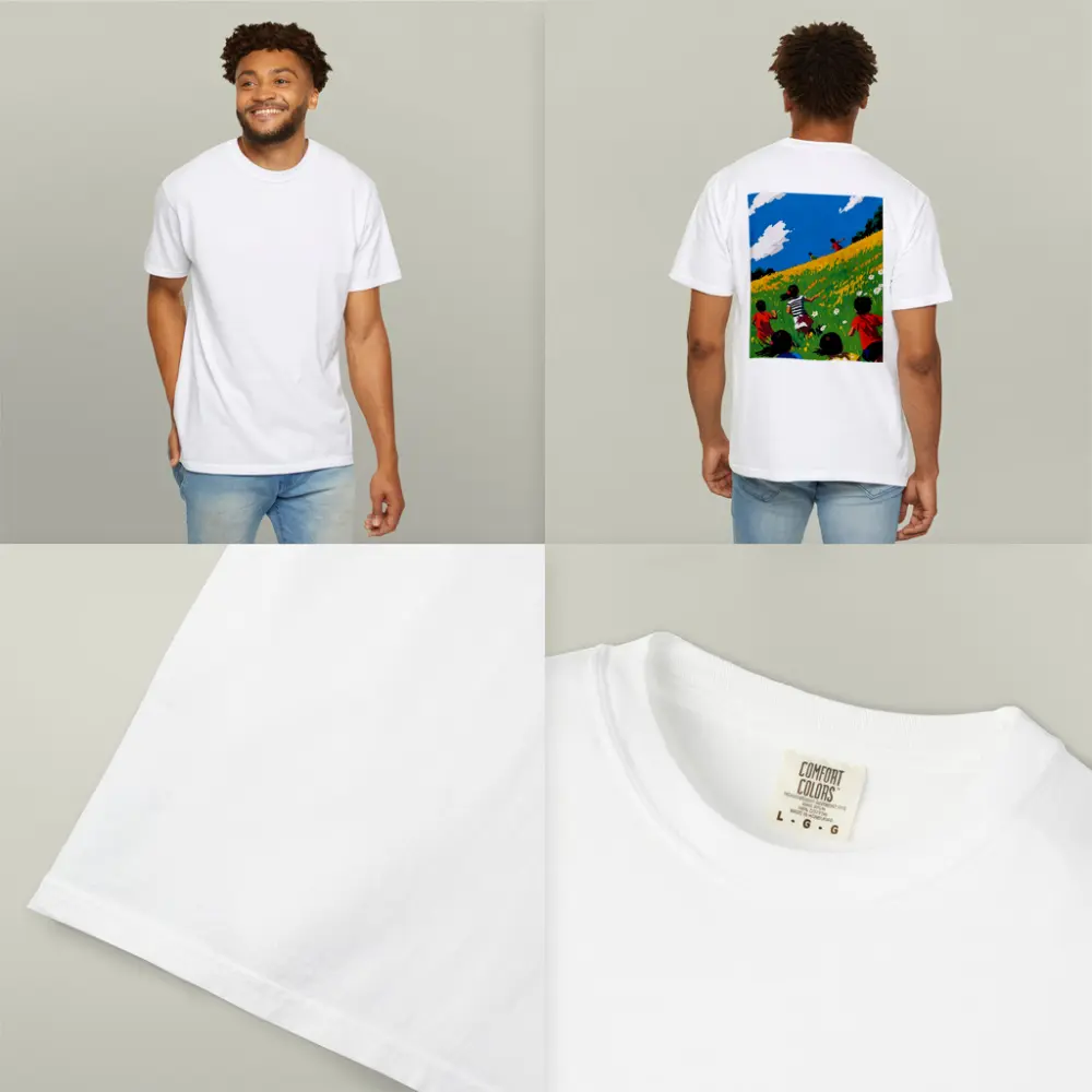 Children Running Through Sunny Wildflower Field – T-Shirts