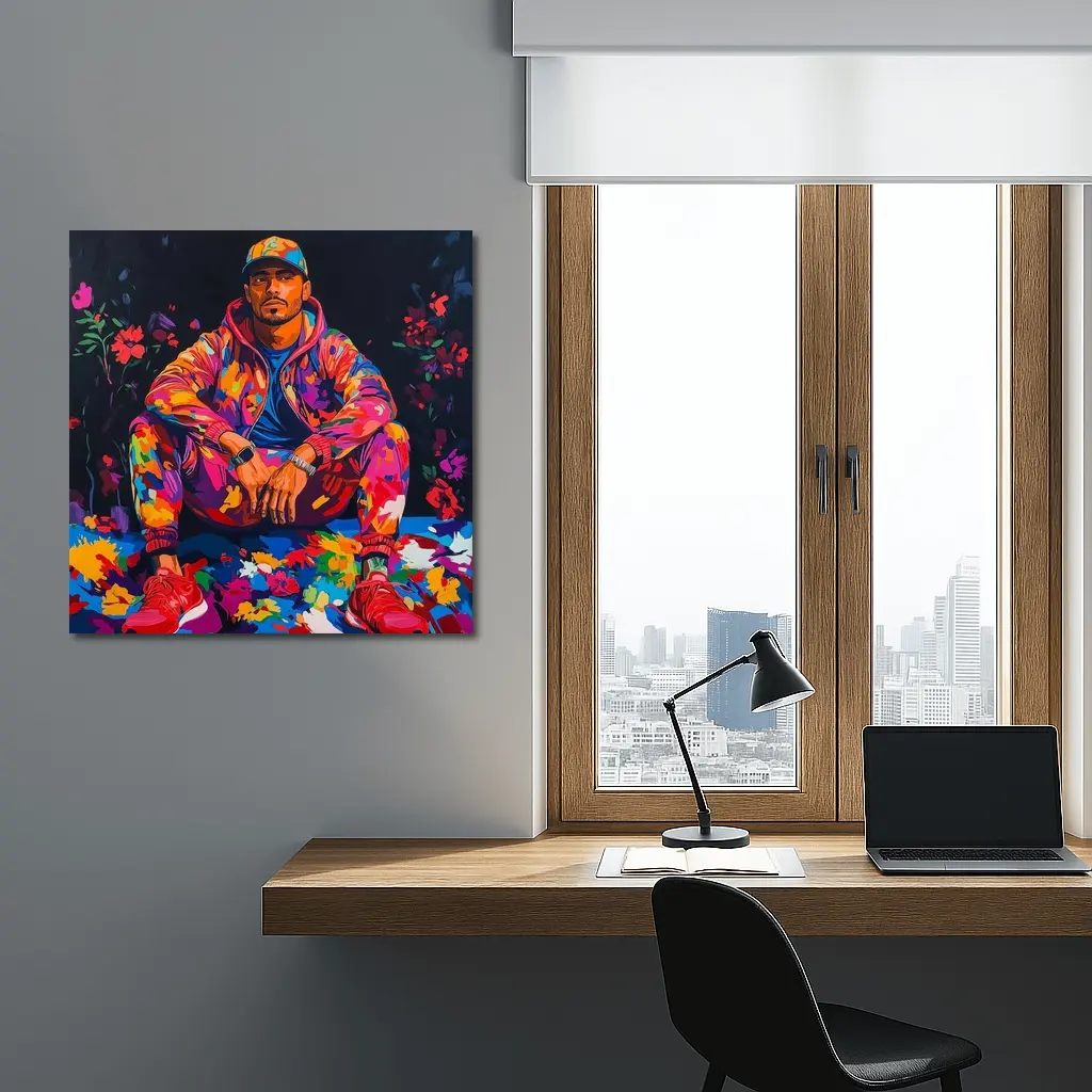 Colorful Man Portrait Pop Art Flowers – Wall Art