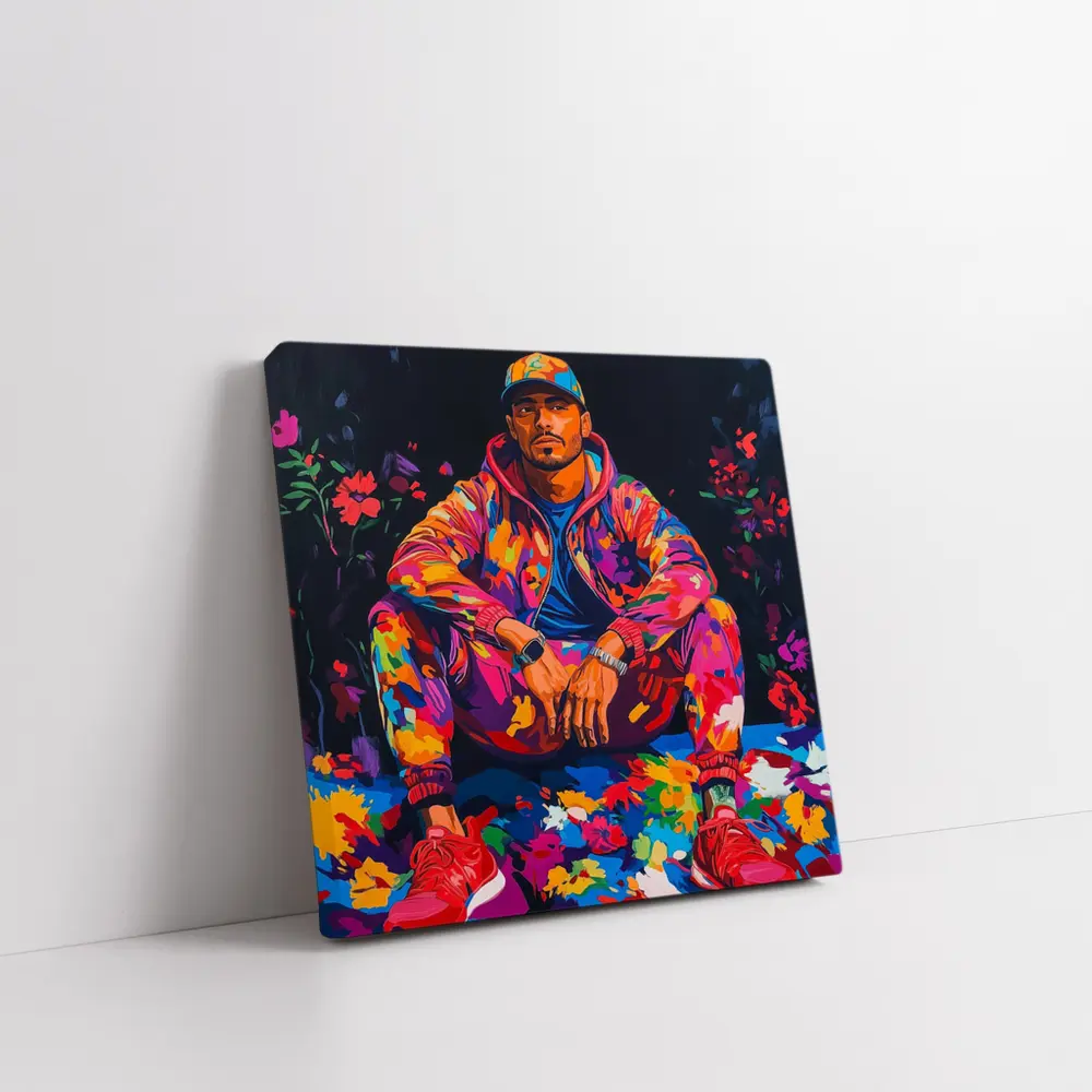Colorful Man Portrait Pop Art Flowers – Wall Art