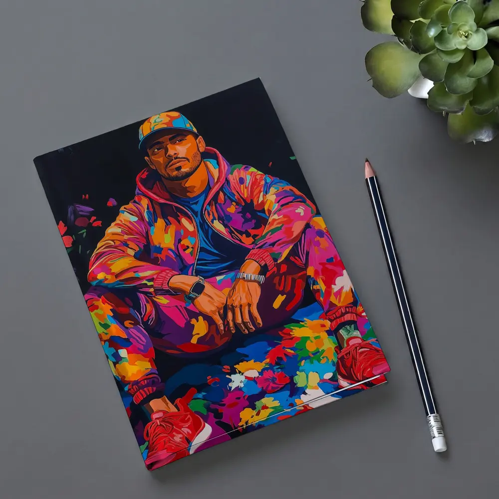 Colorful Man Portrait Pop Art Flowers – Notebooks