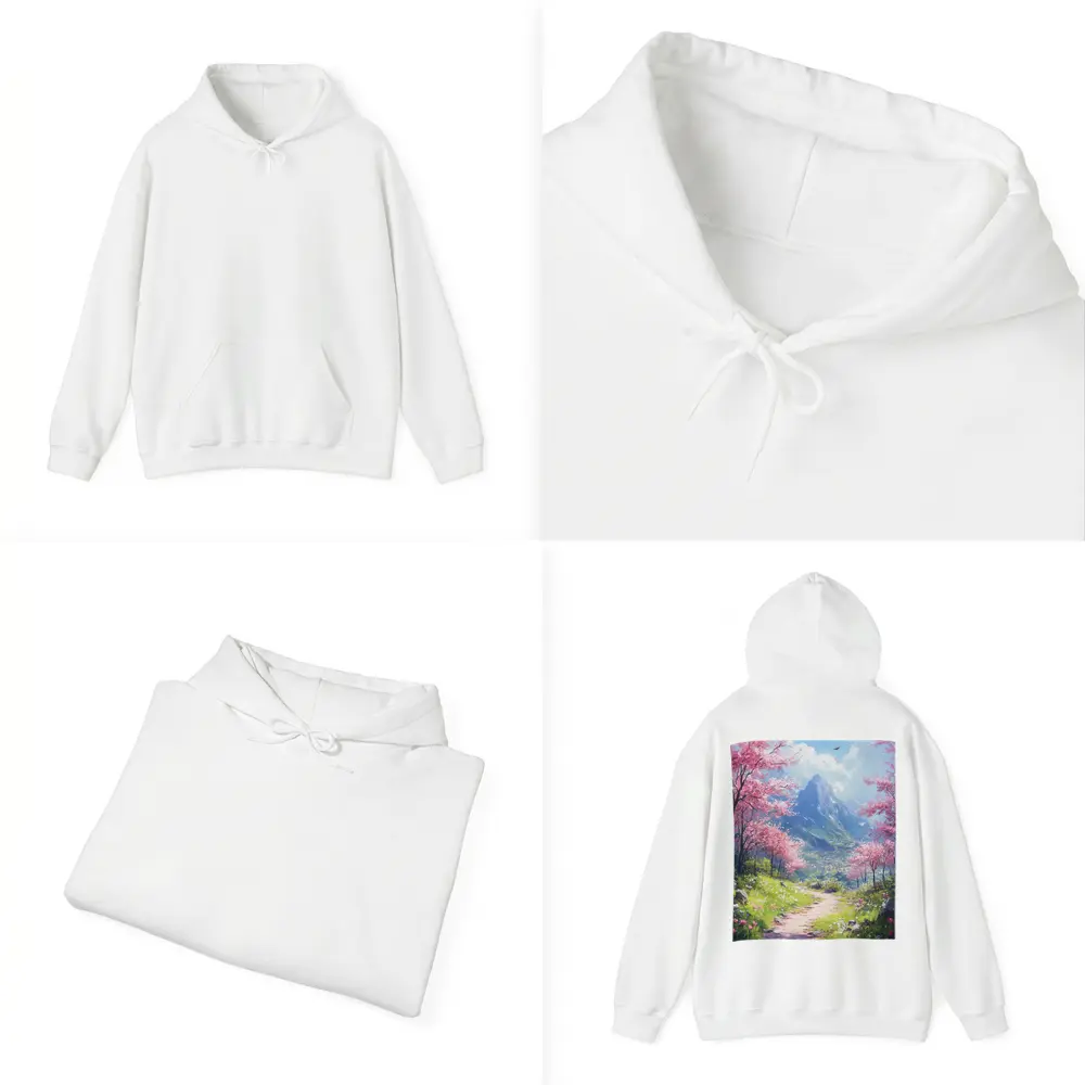 Cherry Blossom Path Mountain Anime Art – Hoodies