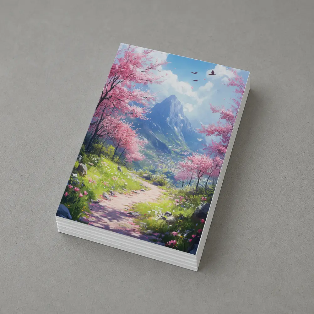 Cherry Blossom Path Mountain Anime Art – Postcards
