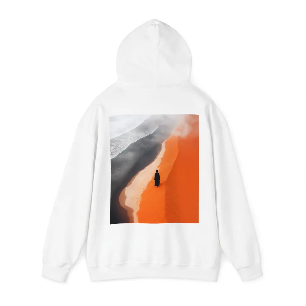 Lone Figure Walking Orange Desert Sand Dunes – Hoodies